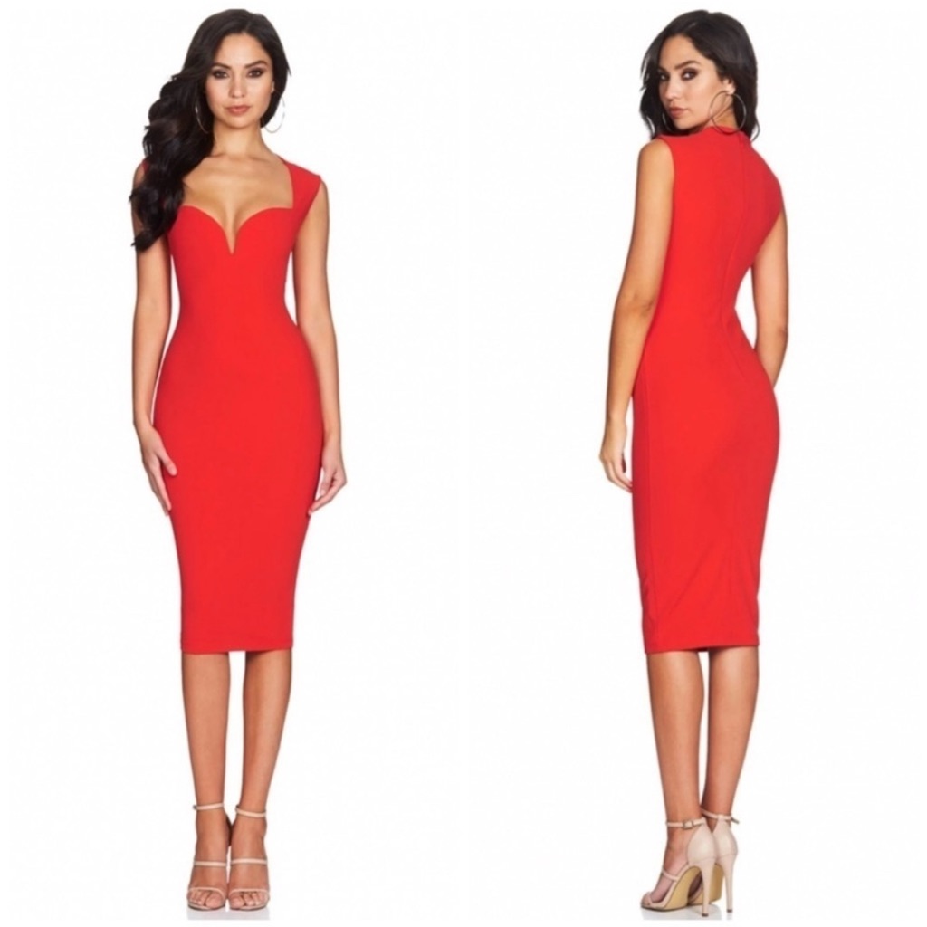 Nwt Nookie Madonna Midi Dress In Cherry | Sz L